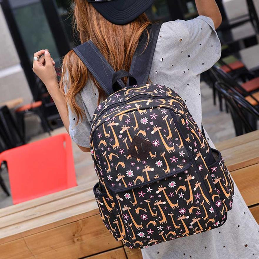 Korean Lovely Printing Canvas School Rucksack Youth Women Backpacks Shoulder Bag Fast Shipping J4U66