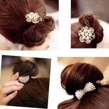 Korean Star Pearl Crystal Rhinestone Flower Headband Ponytail Holder Hair Rope Band Hairband  J4U66