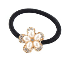 Korean Star Pearl Crystal Rhinestone Flower Headband Ponytail Holder Hair Rope Band Hairband  J4U66