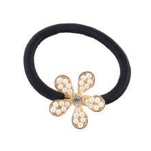 Korean Star Pearl Crystal Rhinestone Flower Headband Ponytail Holder Hair Rope Band Hairband  J4U66