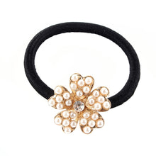 Korean Star Pearl Crystal Rhinestone Flower Headband Ponytail Holder Hair Rope Band Hairband  J4U66