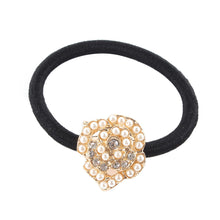 Korean Star Pearl Crystal Rhinestone Flower Headband Ponytail Holder Hair Rope Band Hairband  J4U66