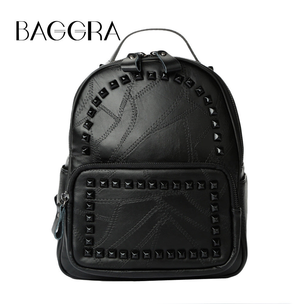 korean women pu leather backpack rivet preppy school bags for teenage girls vintage rugzak ladies bag mochila feminina J4U66