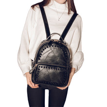 korean women pu leather backpack rivet preppy school bags for teenage girls vintage rugzak ladies bag mochila feminina J4U66