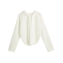 korean women short hoodies curve hem raglan sleeves tracksuit long drawstring casual pullover lady crop top sudaderas mujer J4U66