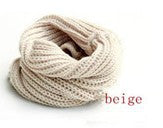 Korean scarf women Warm Knit Neck Circle Wool Blend Cowl Snood Ring Scarves Long Scarf Shawl Wrap J4U66
