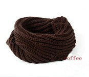 Korean scarf women Warm Knit Neck Circle Wool Blend Cowl Snood Ring Scarves Long Scarf Shawl Wrap J4U66