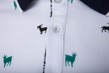 L-4XL  Men Short-sleeved Solid Polo Shirt Casual Dress Lapel Large Size Animal Print Men Pullover Polo J4U66