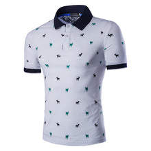 L-4XL  Men Short-sleeved Solid Polo Shirt Casual Dress Lapel Large Size Animal Print Men Pullover Polo J4U66
