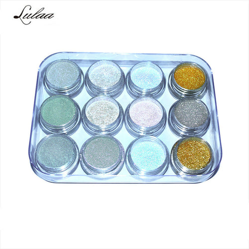 12 Colors Nail Glitter Powder Shinning Nail Mirror Powder Makeup Art DIY Chrome Pigment With Sponge Stick Acrylic Powders J4U66