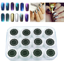 12 Colors Nail Glitter Powder Shinning Nail Mirror Powder Makeup Art DIY Chrome Pigment With Sponge Stick Acrylic Powders J4U66