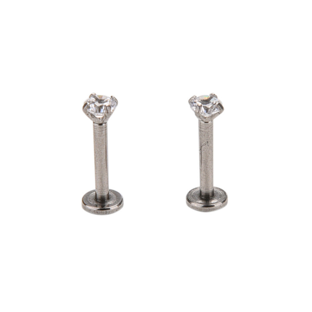 Labret Ring 16G surgical Stainless Steel Clear Crystal internally thread Lip Ring Piercing Star Labret Rings 2PCS J4U66