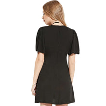 lace up front women dress short sleeves deep v neck sexy party dress a line back zippercasual mini bandage dress vestido J4U66