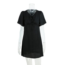 lace up front women dress short sleeves deep v neck sexy party dress a line back zippercasual mini bandage dress vestido J4U66