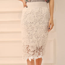 Lace Womens Skirts High Waist Bodycon Skirt Saia Curta Feminino Vintage Formal Ladies pencil skirt Hollow Out Flower J4U66