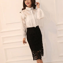 Lace Womens Skirts High Waist Bodycon Skirt Saia Curta Feminino Vintage Formal Ladies pencil skirt Hollow Out Flower J4U66