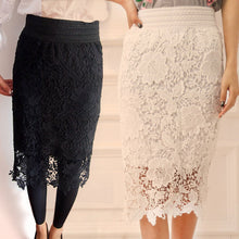 Lace Womens Skirts High Waist Bodycon Skirt Saia Curta Feminino Vintage Formal Ladies pencil skirt Hollow Out Flower J4U66