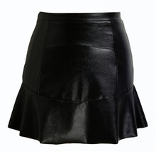 ladies black pu skirt sexy women mini skirt pu leather ruffled hem zippercasual elegant slim wrap skirt saia de couro J4U66