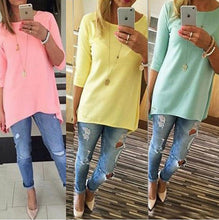 Ladies Beach Casual TunicsWomen's Shirt 3/4 Sleeve Long Tops Women Cloth J4U66