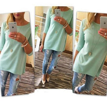 Ladies Beach Casual TunicsWomen's Shirt 3/4 Sleeve Long Tops Women Cloth J4U66