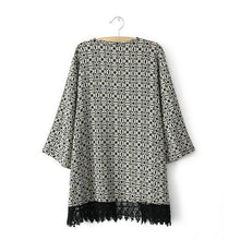 Ladies Vintage Flower Print Chiffon Blouse Women Tassel Kimono Cardigan Coat J4U66