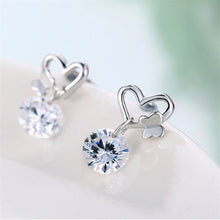 Lady Earrings Stud Butterfly Earrings Silver Plated Women Femal Cute Crystal Zircon Stud Earrings J4U66