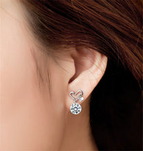 Lady Earrings Stud Butterfly Earrings Silver Plated Women Femal Cute Crystal Zircon Stud Earrings J4U66