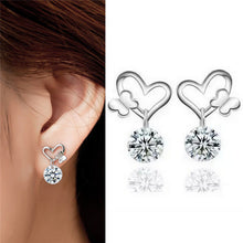 Lady Earrings Stud Butterfly Earrings Silver Plated Women Femal Cute Crystal Zircon Stud Earrings J4U66