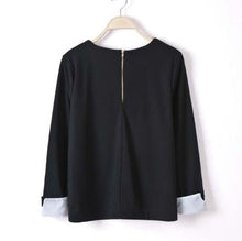 Lady Solid Chiffon Splicing Knit Sweater Women Long Sleeves Blouse Pullover Tops J4U66