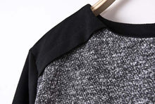 Lady Solid Chiffon Splicing Knit Sweater Women Long Sleeves Blouse Pullover Tops J4U66