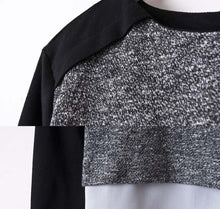 Lady Solid Chiffon Splicing Knit Sweater Women Long Sleeves Blouse Pullover Tops J4U66