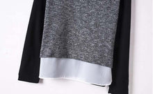 Lady Solid Chiffon Splicing Knit Sweater Women Long Sleeves Blouse Pullover Tops J4U66