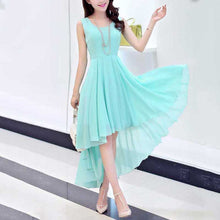 Large Size Women Clothing Casual Beach Dress Irregular Solid Long Party Maxi Dresses J4U66