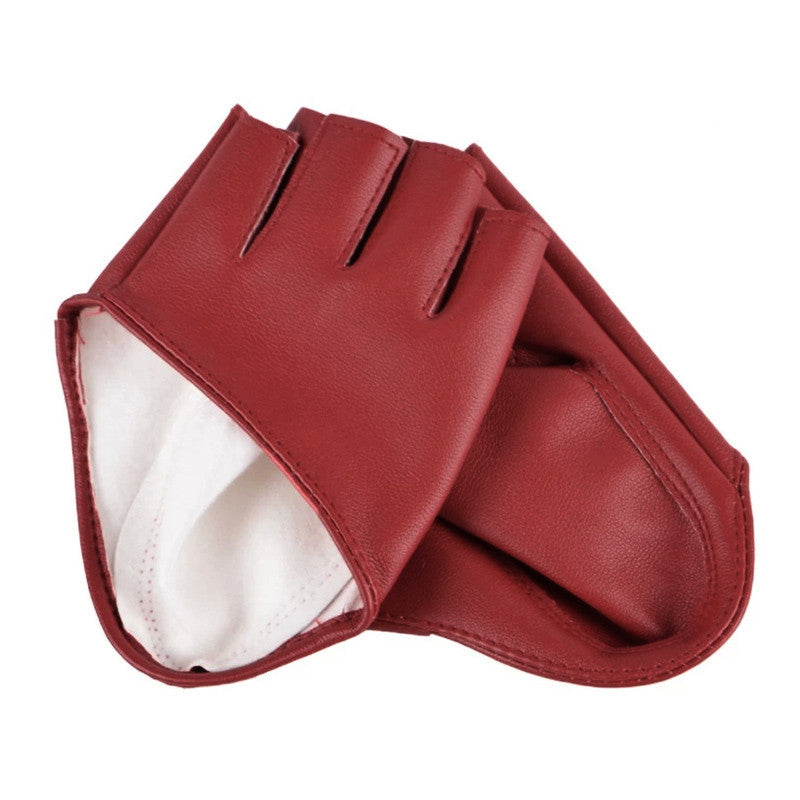 latest womens pu leather soft gloves half finger short gloves dancing gloves J4U66