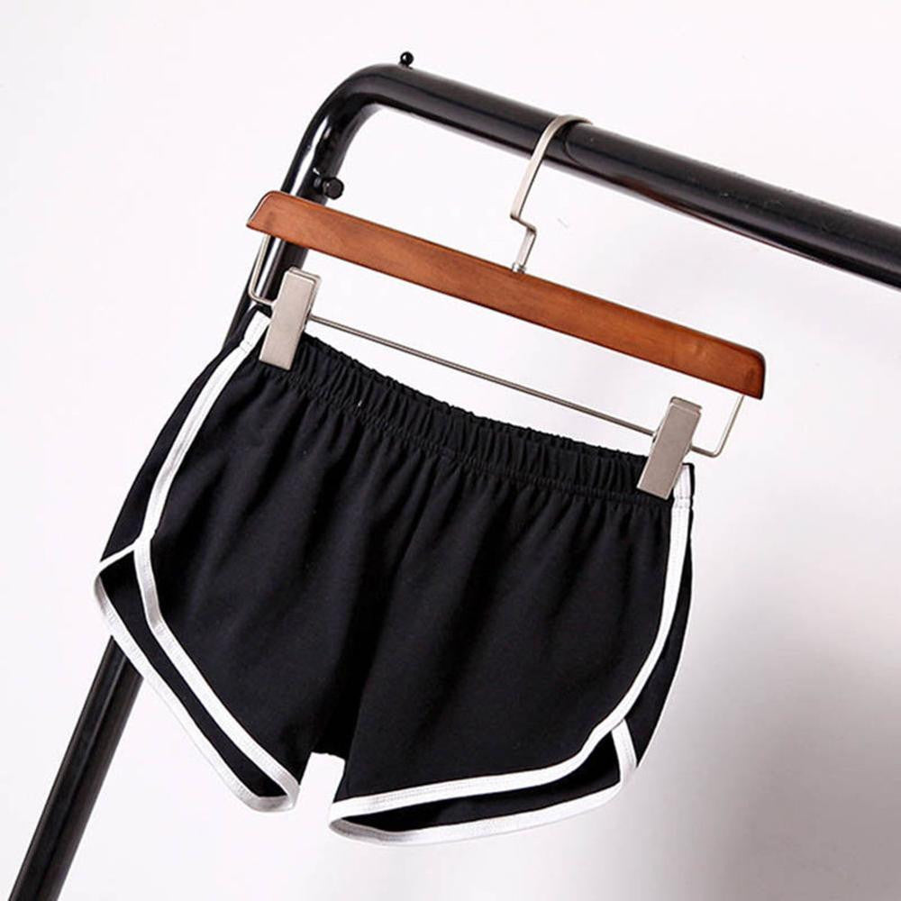 Leisure Women Cotton Sports Shorts Contrast Binding Side Split Elastic Waist Loose Casual Shorts Yo-Ga Short J4U66