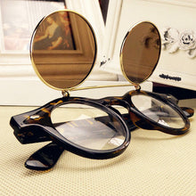 Leopard Double Sun Glasses for Mens Flip Punk Sunglasseetal Frame Spectacles Eyewear Goggles Unisex J4U66
