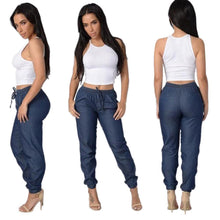 Light/Dark Blue Elastic Waist Pants Women Casual Trousers Loose Dance Joggers Long Pants S-XL J4U66