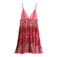 lingerie sexy babydoll dress women nightwear leopard print sheer mesh spaghetti strap backless lace sleepwear nightgown g-string J4U66
