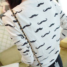 Loose Pullovers Hoody Women Long Sleeve O-Neck Mustache Print Cotton Warm Sweatshirts One Size J4U66