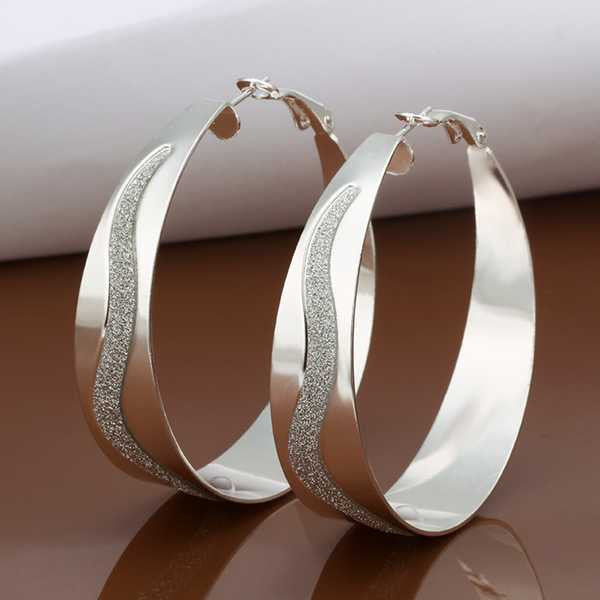 silver plated earing jewelry style hoop earring for women smte43 J4U66