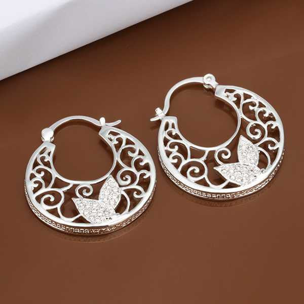 silver plated earing jewelry round flower earring for women smte417 J4U66