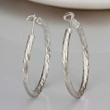 silver plated earing jewelry stripe oval hoop earring for women smte343 J4U66