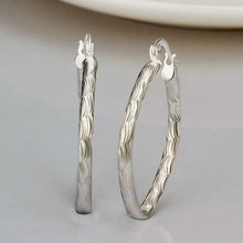 silver plated earing jewelry stripe oval hoop earring for women smte343 J4U66