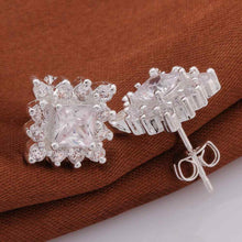 silver plated earing jewelry square star stud earring for women smte550 J4U66