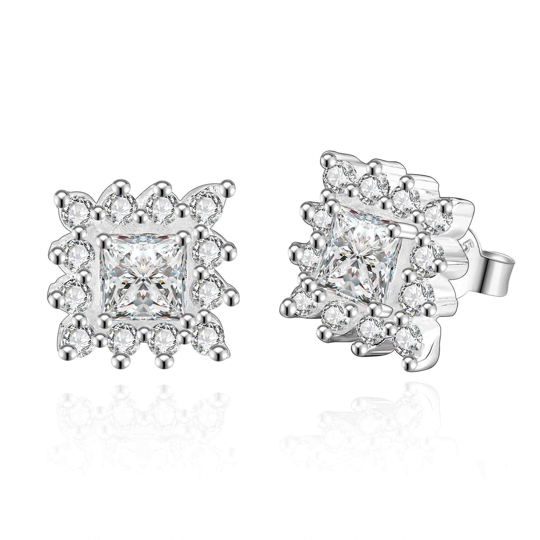 silver plated earing jewelry square star stud earring for women smte550 J4U66