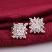 silver plated earing jewelry square star stud earring for women smte550 J4U66
