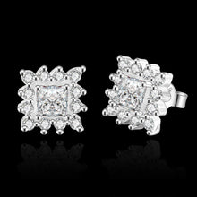 silver plated earing jewelry square star stud earring for women smte550 J4U66
