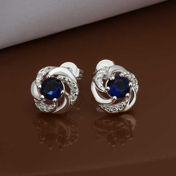 silver plated earing silver plated jewelry blue stone earting for women smte43 J4U66