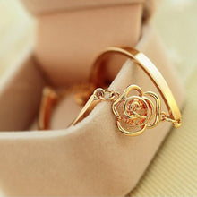 Love Heart Shape Women Hand Hollow Out Rose Flower Crystal Bracelet Hand Chain Gold Color Brace s J4U66
