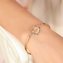 Love Heart Shape Women Hand Hollow Out Rose Flower Crystal Bracelet Hand Chain Gold Color Brace s J4U66